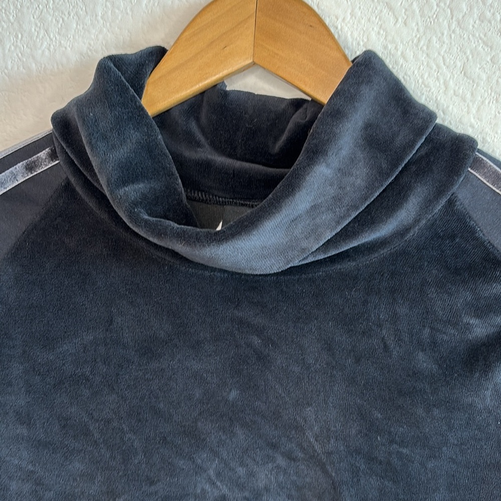 Adidas Training Sid Black Velour Long Sleeve Turtleneck Pullover Sweater  M - Picture 4 of 11